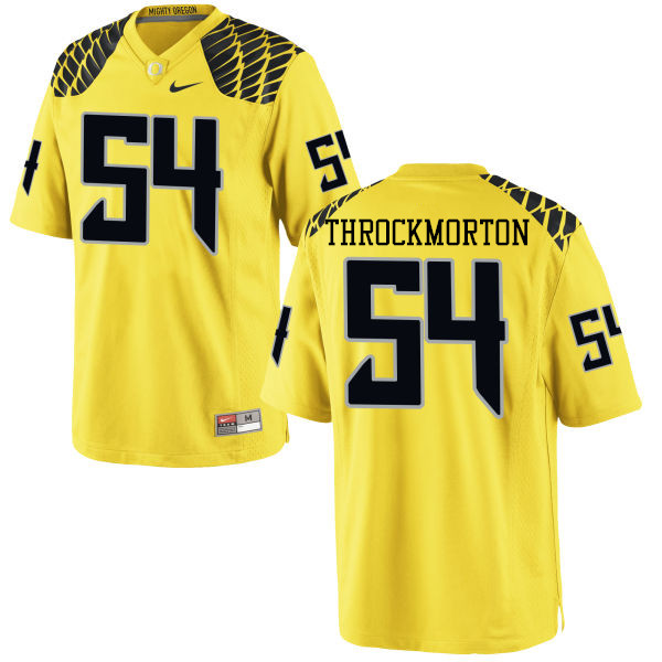 Men #54 Calvin Throckmorton Oregon Ducks College Football Jerseys-Yellow - Click Image to Close